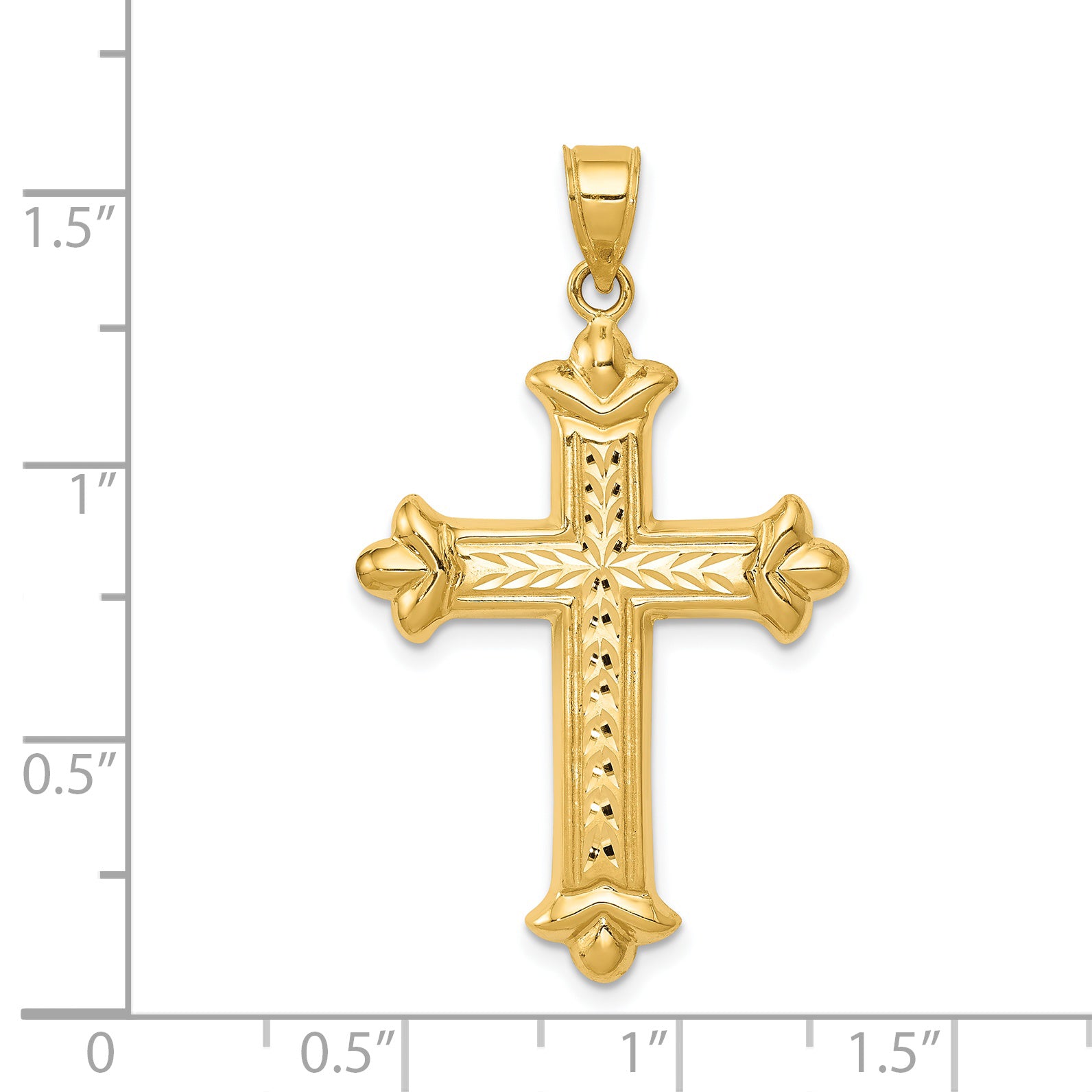 14K Gold Reversible Diamond-Cut Cross Pendant 39mm