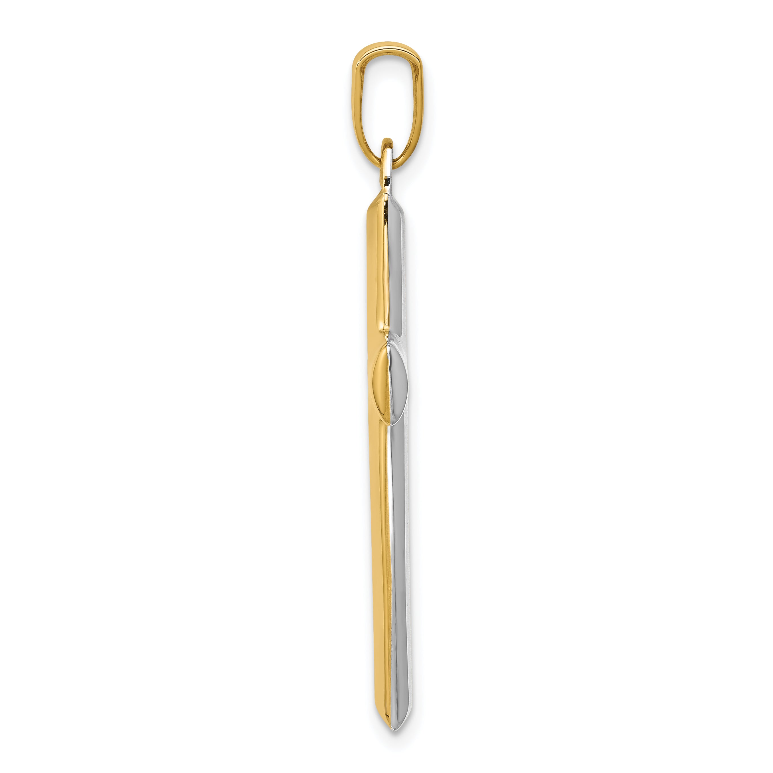 14K Gold Rhodium Reversible Cross Pendant Polished Two-Tone Sophisticated Design