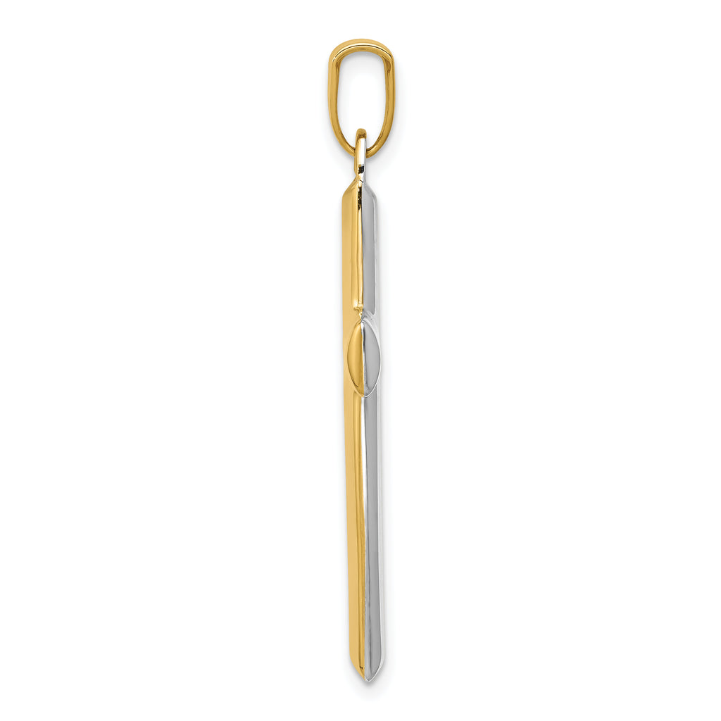 14K Gold Rhodium Reversible Cross Pendant Polished Two-Tone Sophisticated Design