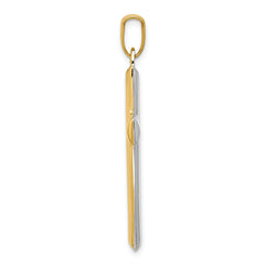 14K Gold Rhodium Reversible Cross Pendant Polished Two-Tone Sophisticated Design