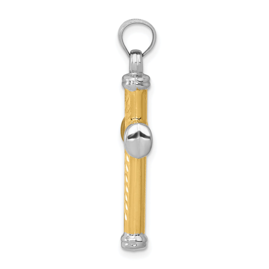 14K Two-Tone Gold Reversible Cross Pendant with Polished Rhodium Finish