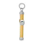 14K Two-Tone Gold Reversible Cross Pendant with Polished Rhodium Finish