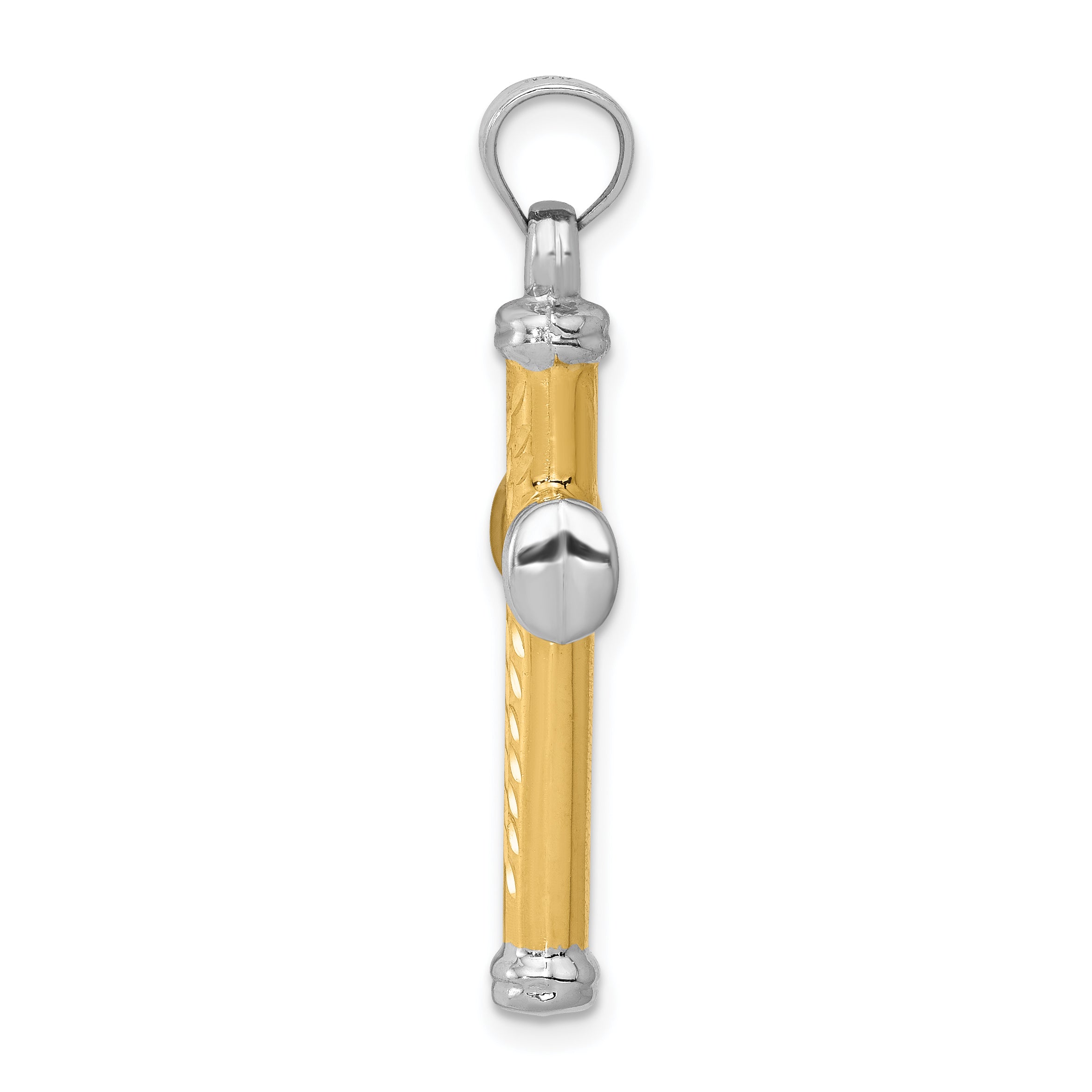 14K Two-Tone Gold Reversible Cross Pendant with Polished Rhodium Finish