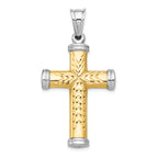 14K Two-Tone and Rhodium Reversible Cross