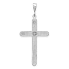 14K White Gold Cross Pendant with Polished Finish and Rhodium Plating