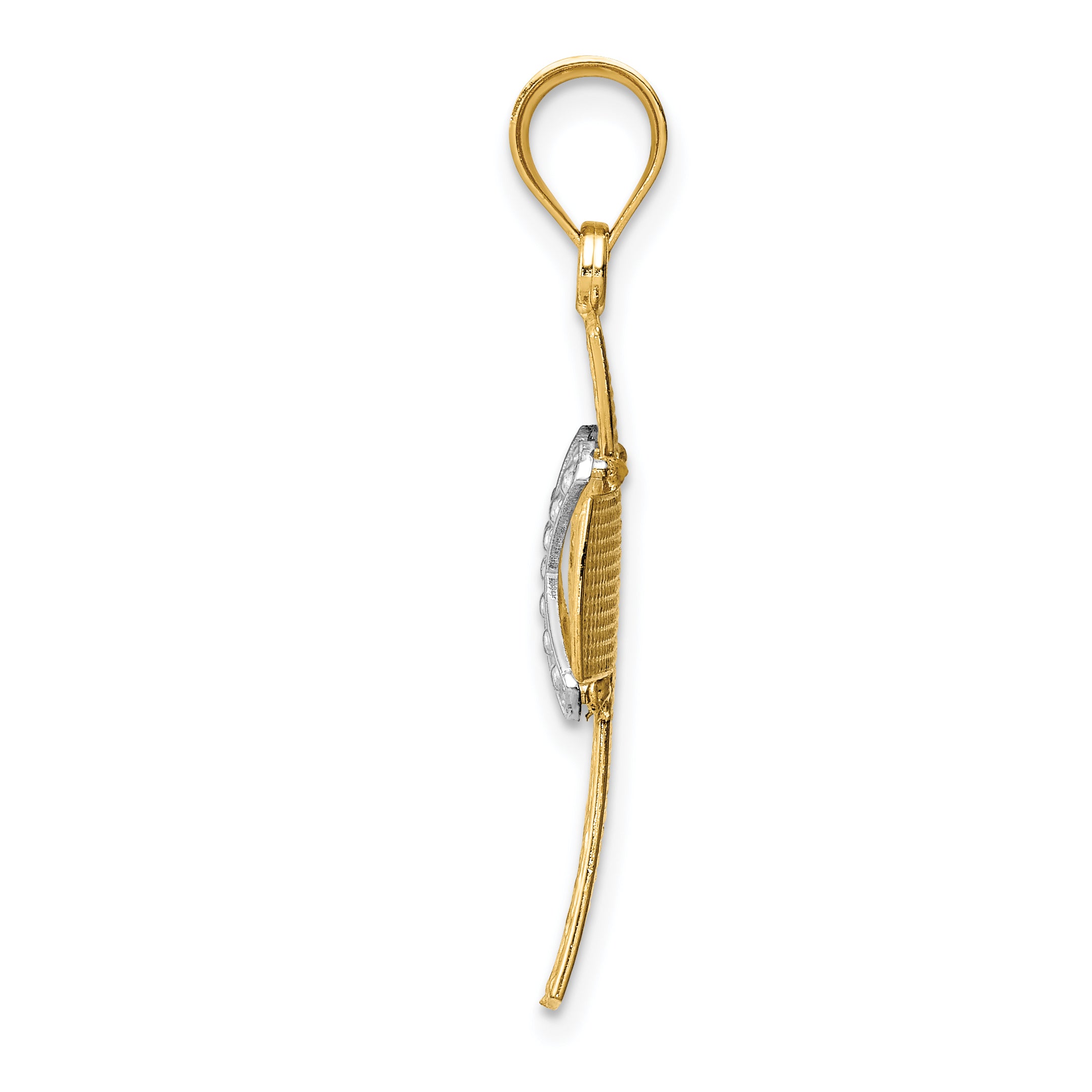 14K Two-Tone Gold Diamond-Cut Cross Pendant with Polished Finish Secondary image
