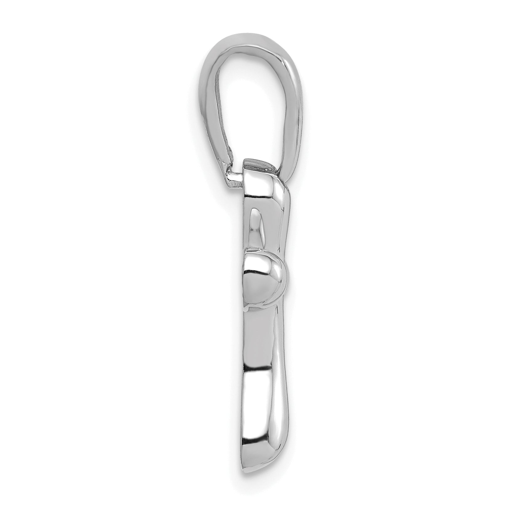 14K White Gold Freeform Cross Pendant with Rhodium Finish Elegant Design 23mm Secondary image