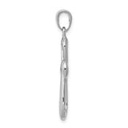 14K White Gold Reversible Cross Pendant with Rhodium Finish 35mm Elegant Design