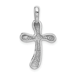 14K White Gold Freeform Cross Pendant with Rhodium Finish  Elegant and Modern Design