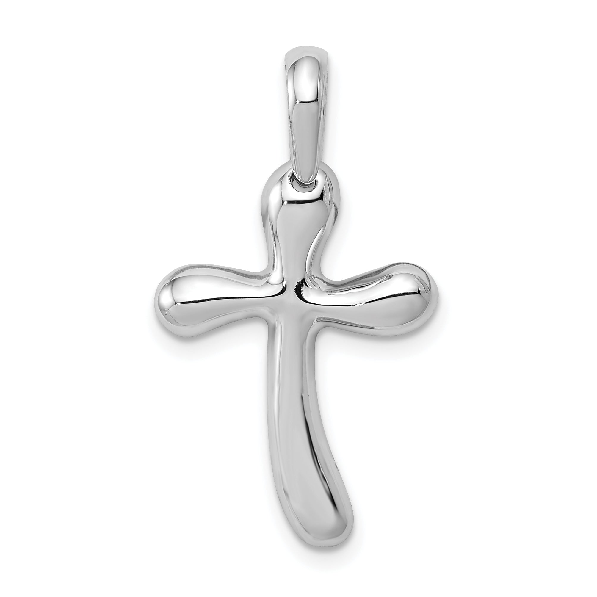 14k White Gold Freeform Cross Pendant Main image