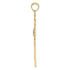 14K Gold & Rhodium Faith Hope Love Believe Cross Pendant  Polished Solid Design