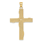 14K Gold & Rhodium Faith Hope Love Believe Cross Pendant  Polished Solid Design