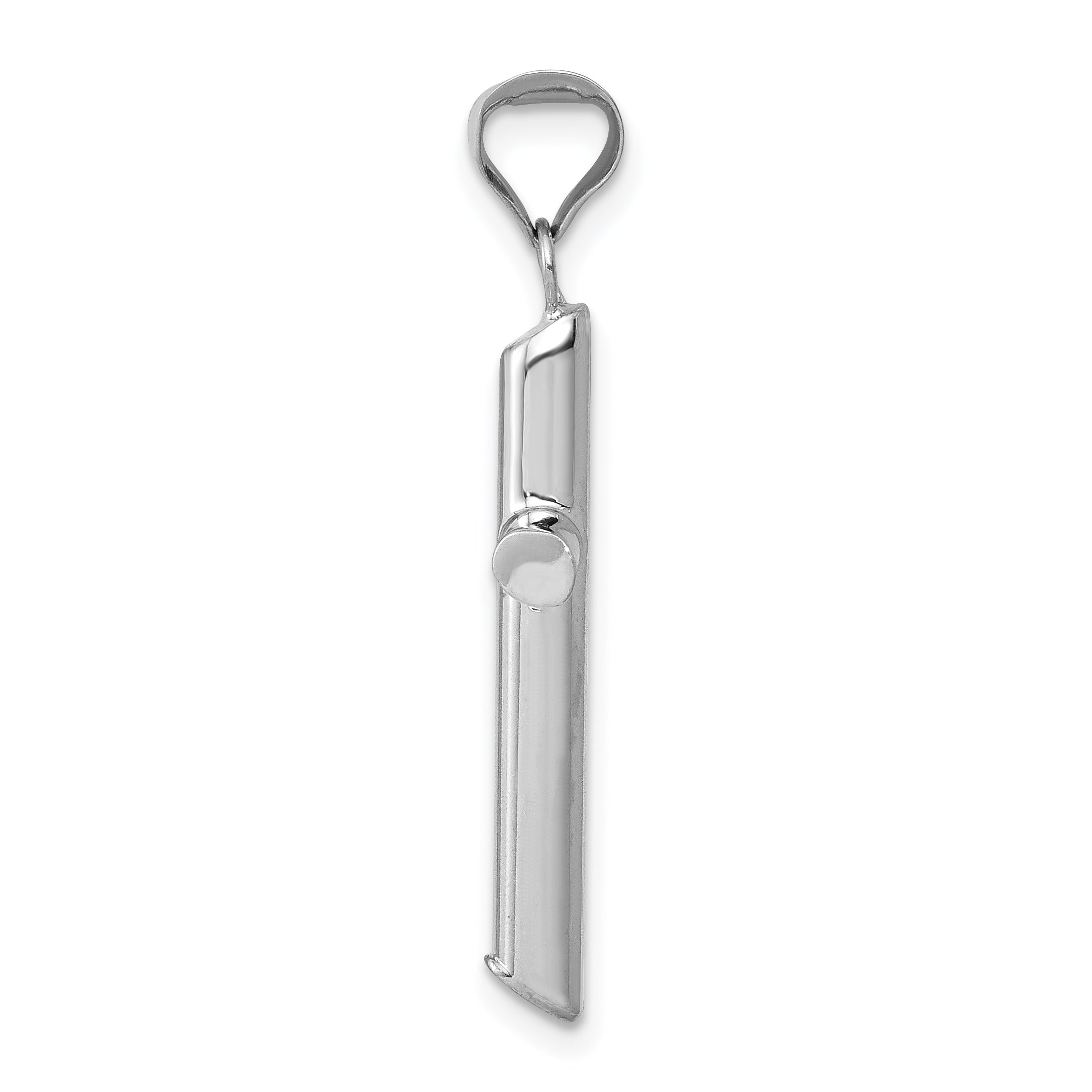 14K White Gold Polished Hollow Cross Pendant with Rhodium Finish Elegant 3D Design