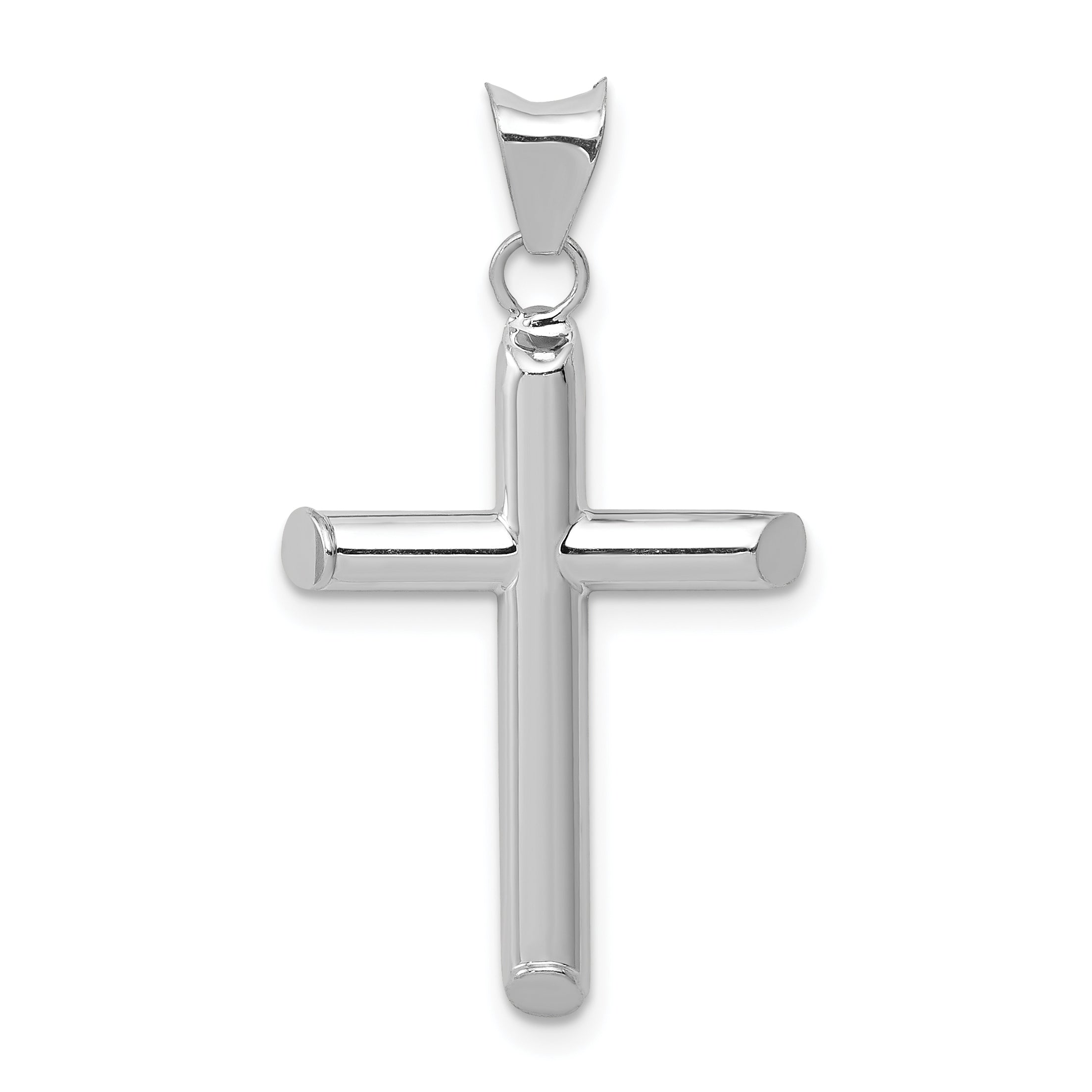 14k White Gold Polished Hollow Cross Pendant Main image