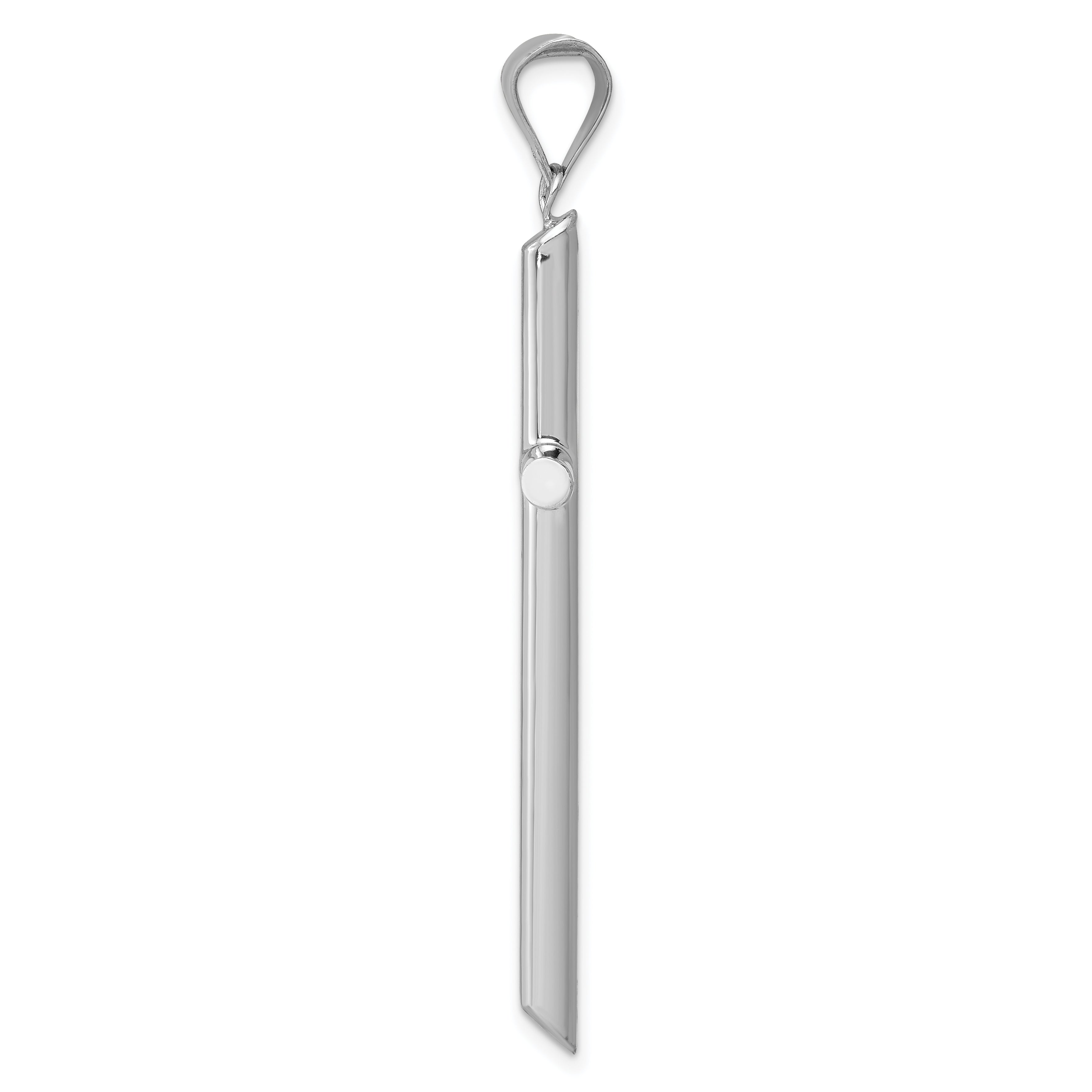 14K White Gold Polished Hollow Cross Pendant with Rhodium Plating
