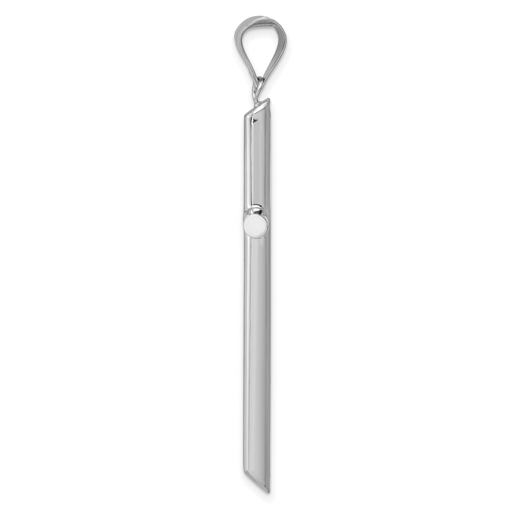 14K White Gold Polished Hollow Cross Pendant with Rhodium Plating