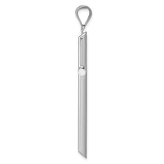 14K White Gold Polished Hollow Cross Pendant with Rhodium Plating