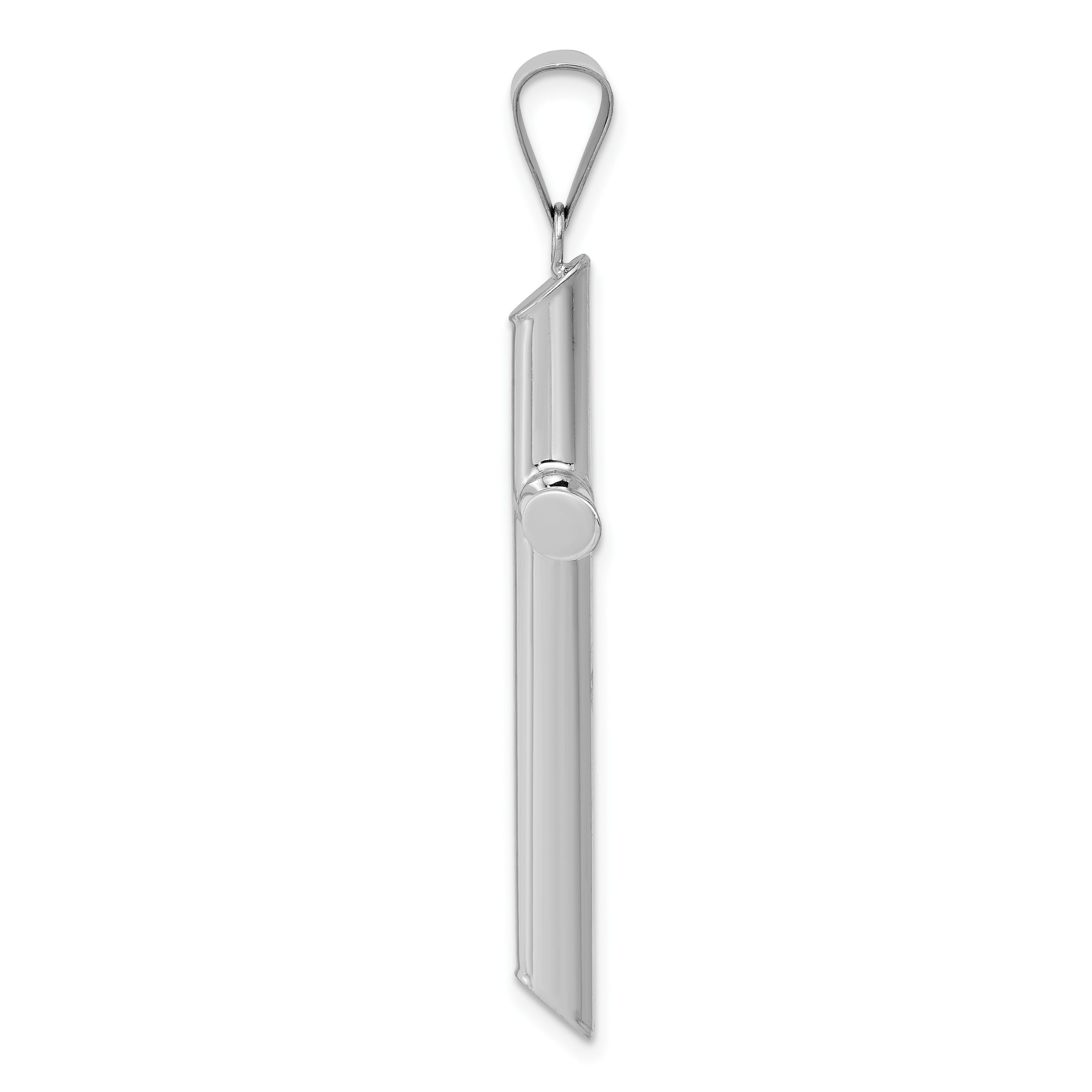 14K White Gold Polished Hollow Cross Pendant with Rhodium Finish for Elegant Style