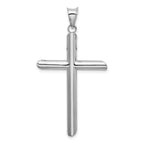 14K White Gold Polished Hollow Cross Pendant with Rhodium Finish for Elegant Style