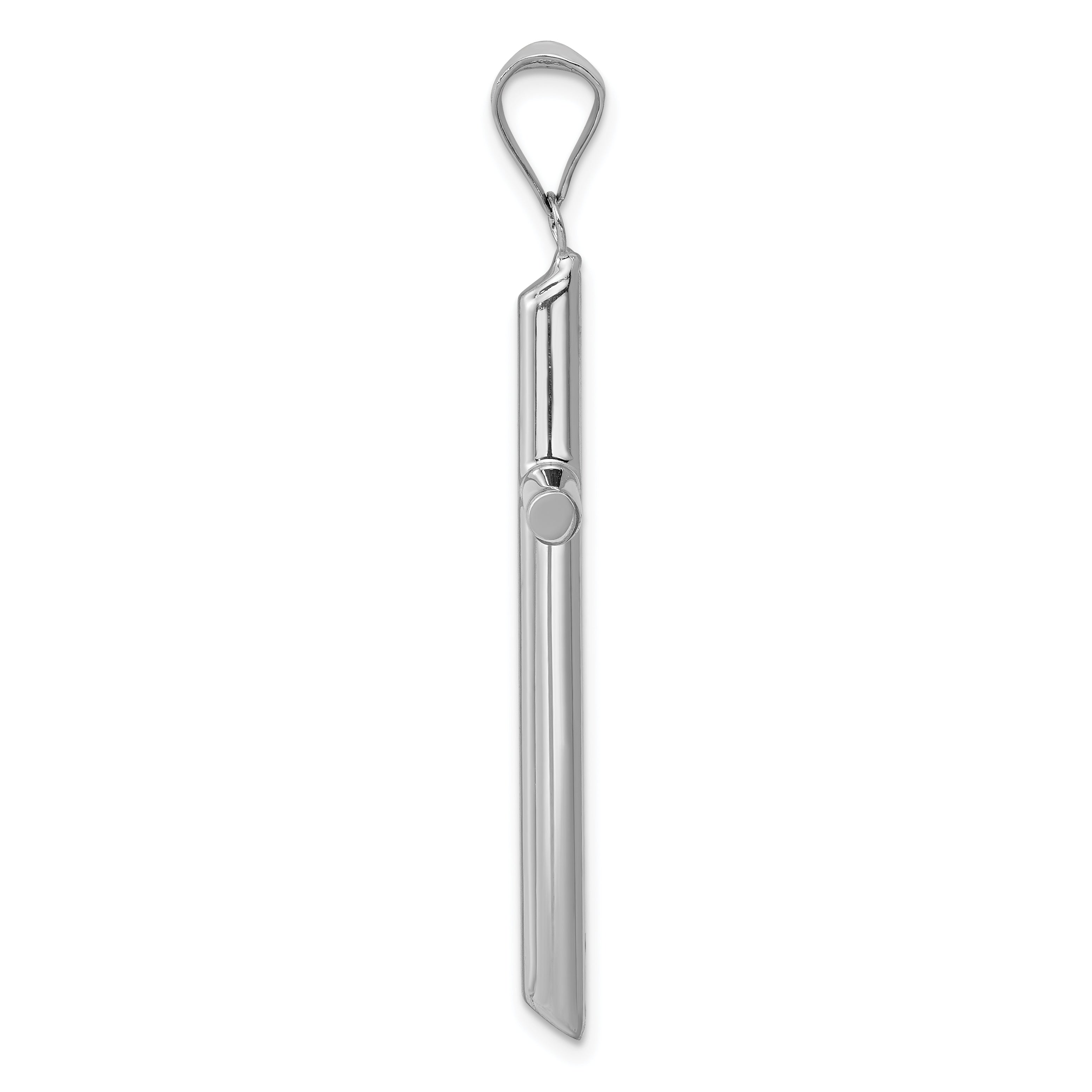 14K White Gold Hollow Cross Pendant with Rhodium Finish Elegant 3D Design