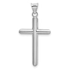 14K White Gold Hollow Cross Pendant with Rhodium Plating  Elegant 3D Design, Lightweight Faith Symbol