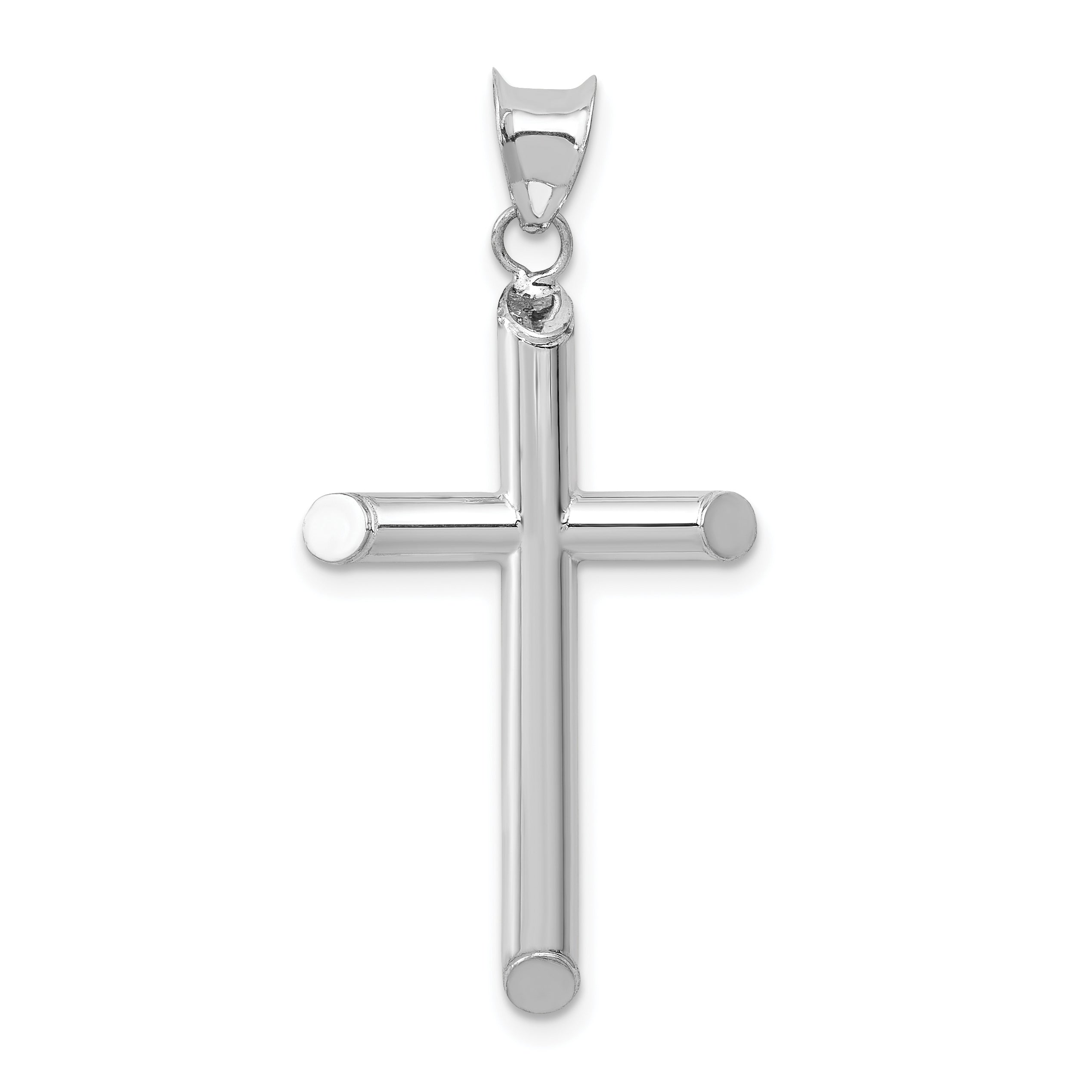 14k White Gold Hollow Cross Pendant Main image