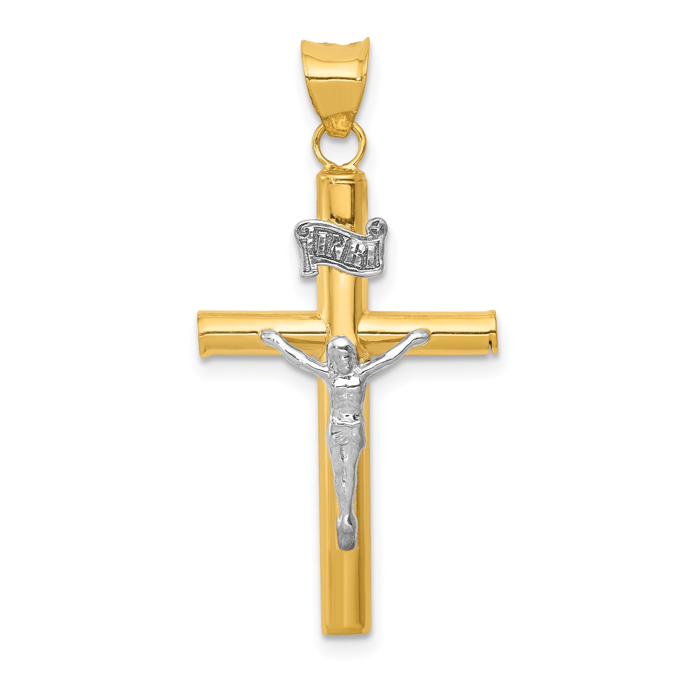 14k Two-tone INRI Crucifix Pendant Main image