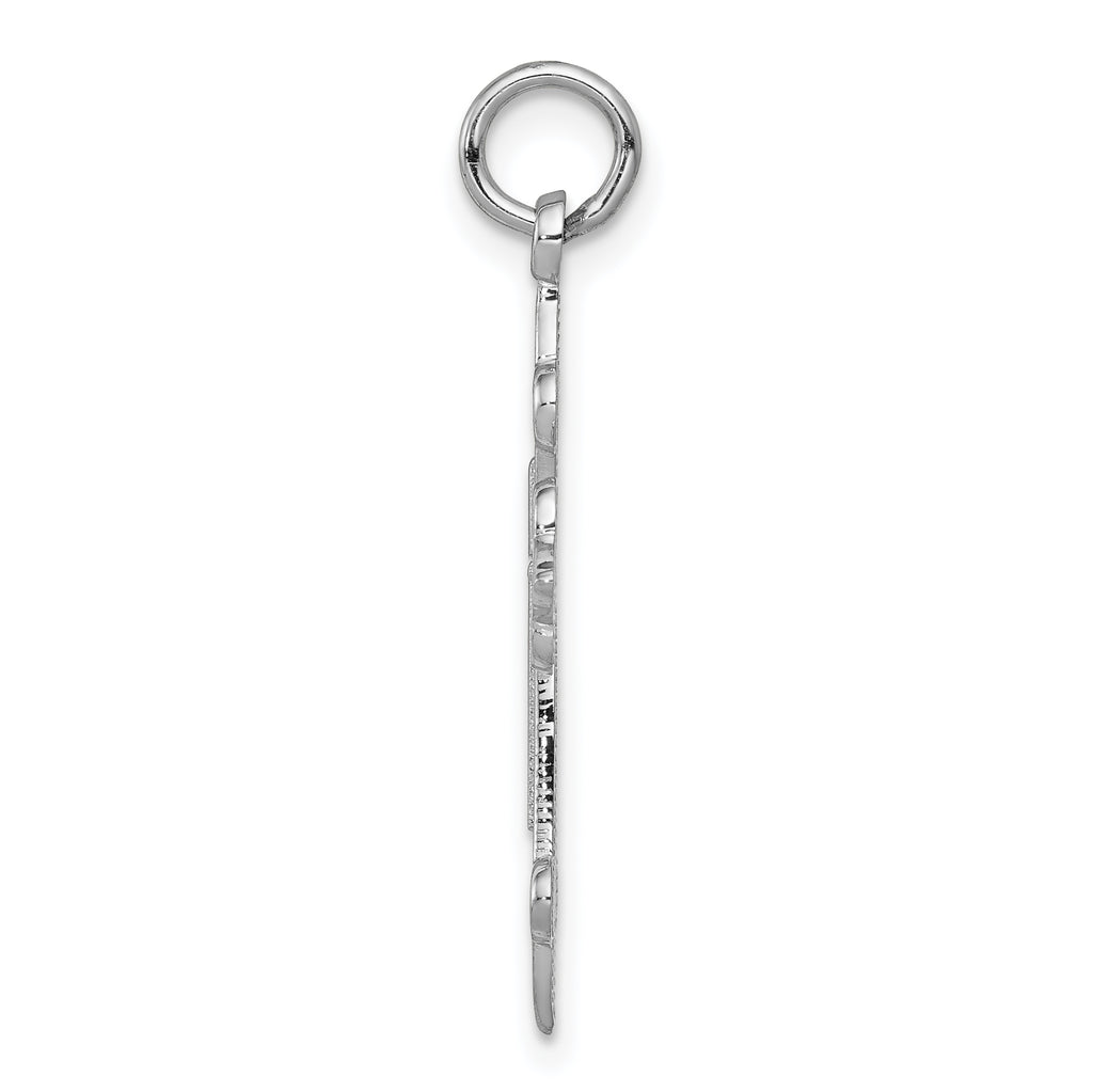 14K White Gold Cross Pendant with Rhodium Plating Elegant Faith Symbol
