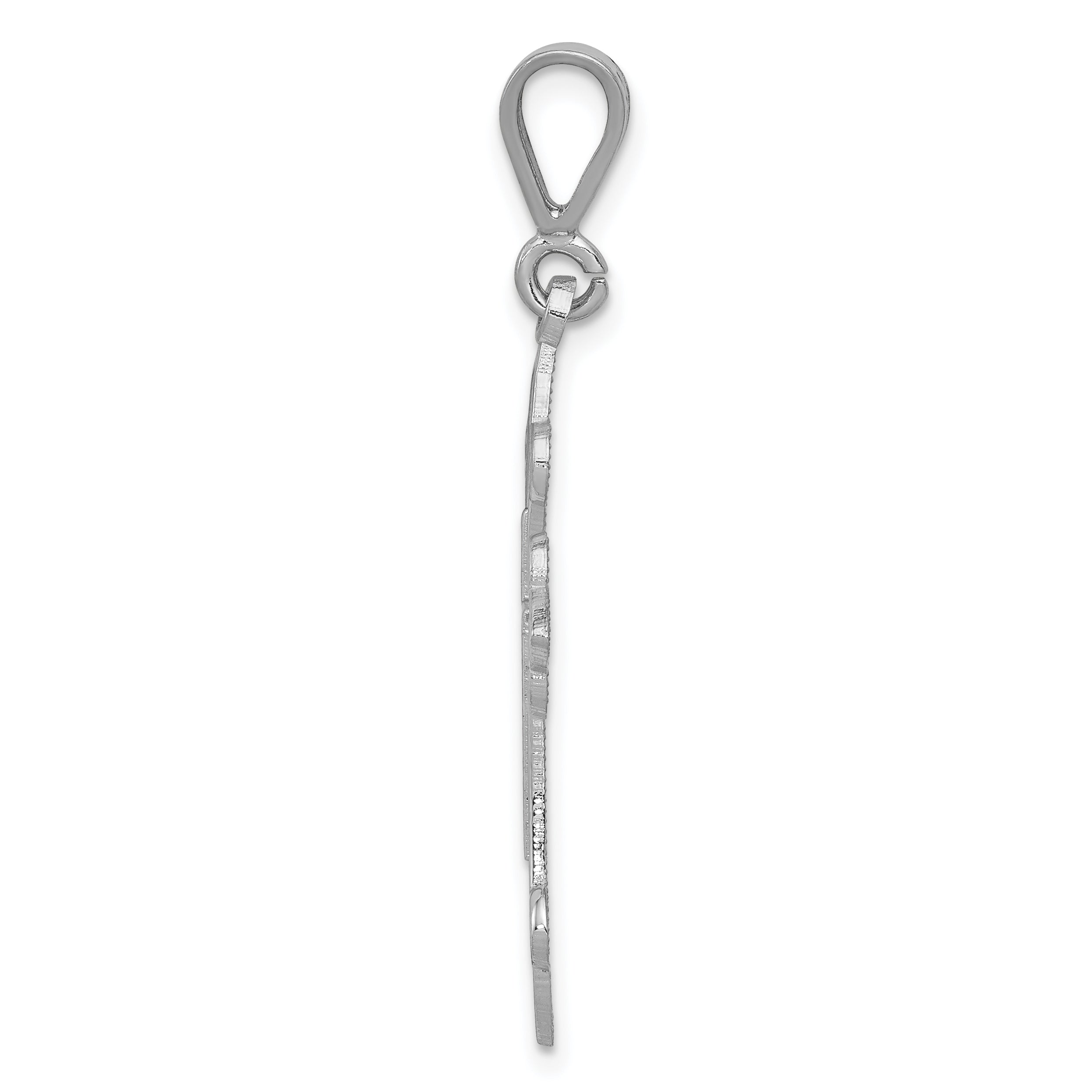 14K White Gold Cross Pendant with Rhodium Plating  Elegant and Timeless Design Secondary image