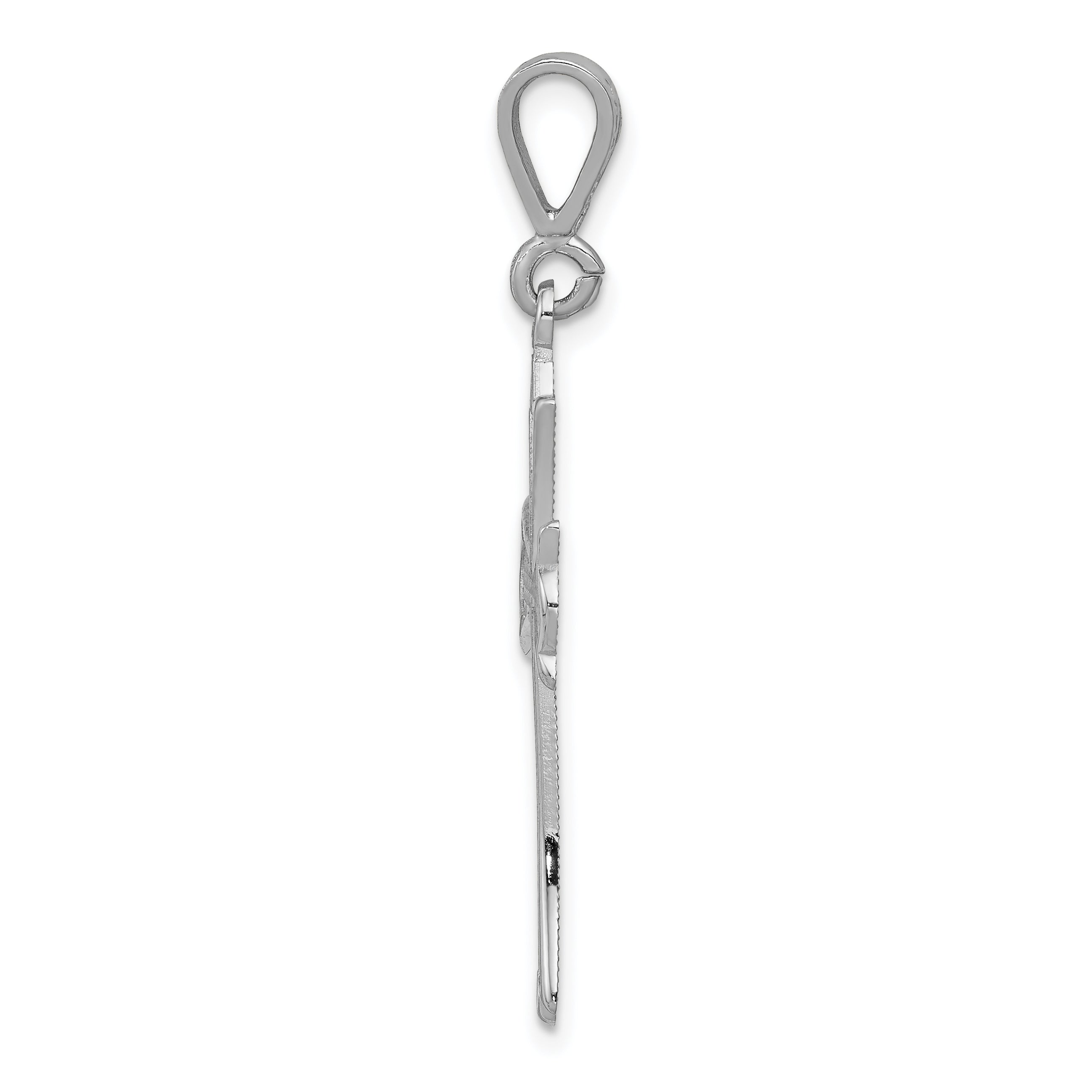 14K White Gold Cross Pendant with Rhodium Plating Elegant Textured Design Secondary image