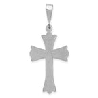 14K White Gold Cross Pendant with Rhodium Plating Elegant Textured Design