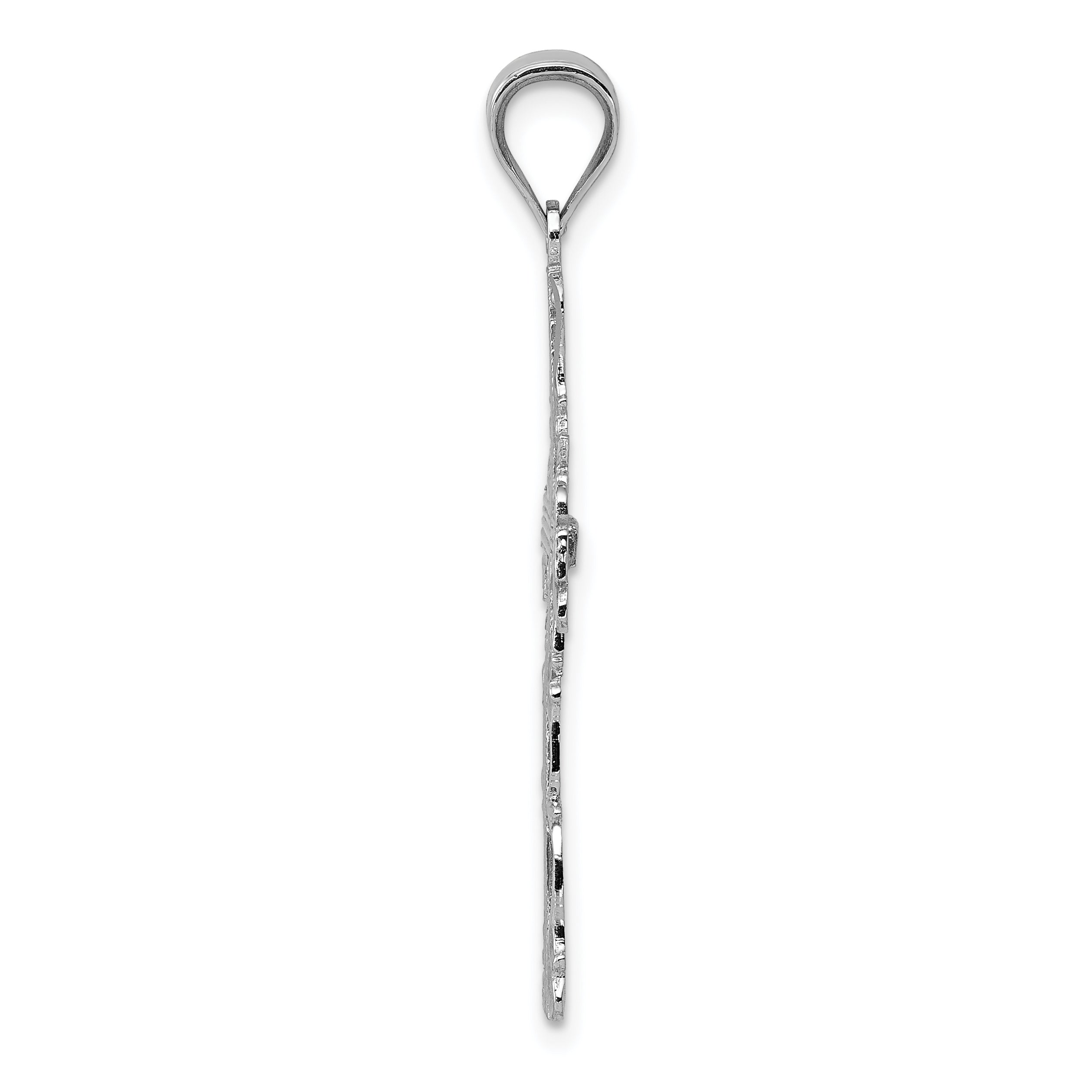 14K White Gold Latin Cross Pendant with Polished Diamond-Cut Finish  Elegant, Tarnish-Resistant Design Secondary image