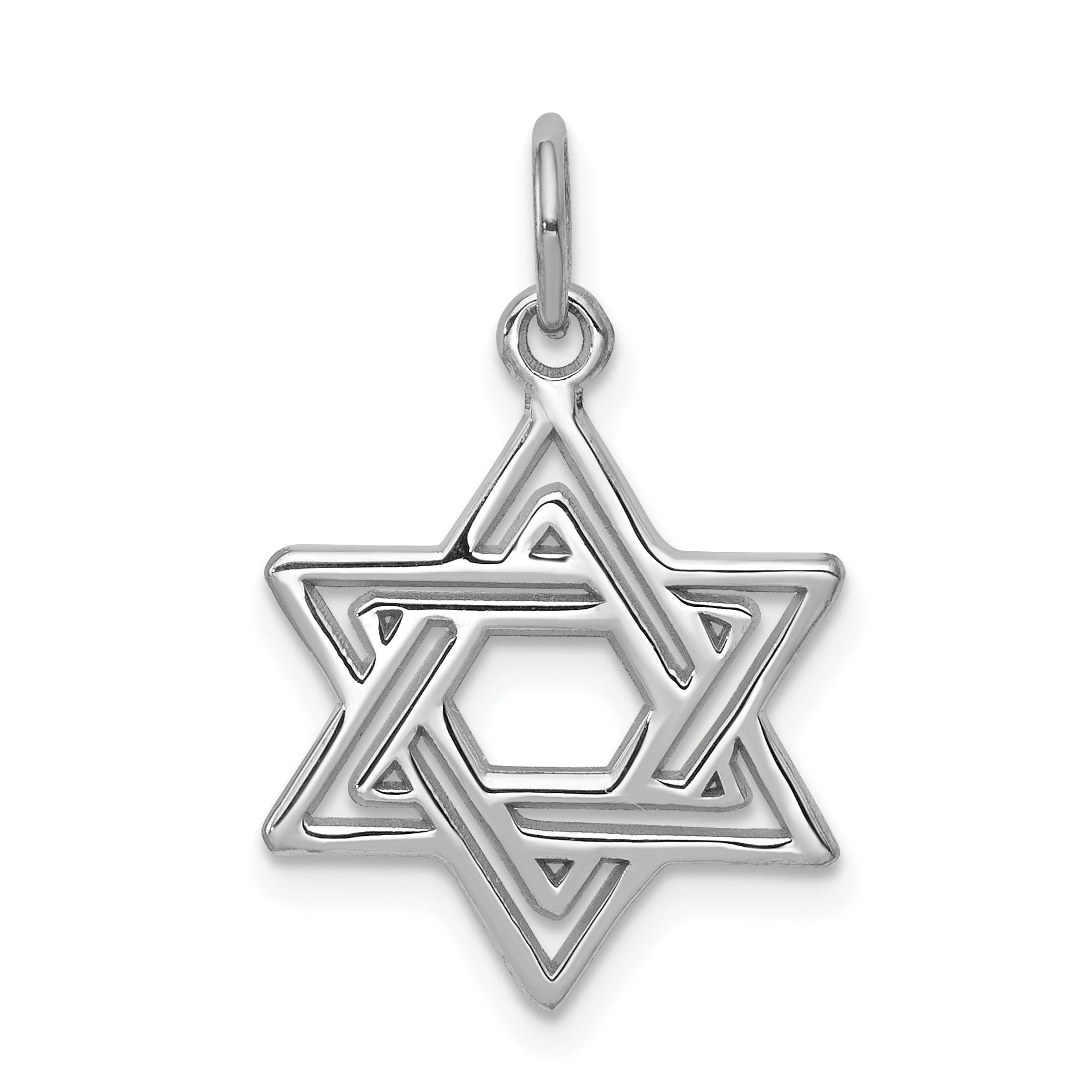 14K White Gold Star of David Charm Main image