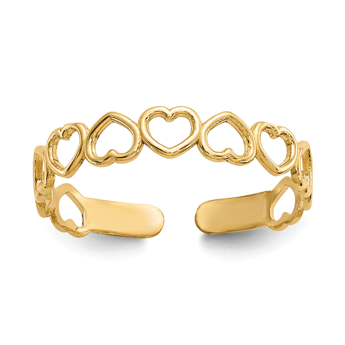 14k Open Hearts Toe Ring