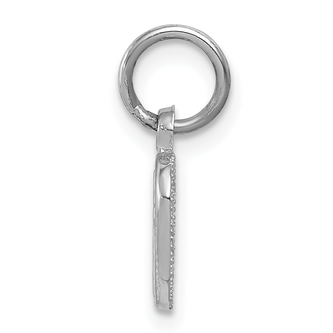 14K White Gold Cross in Heart Charm with Polished Rhodium Finish
