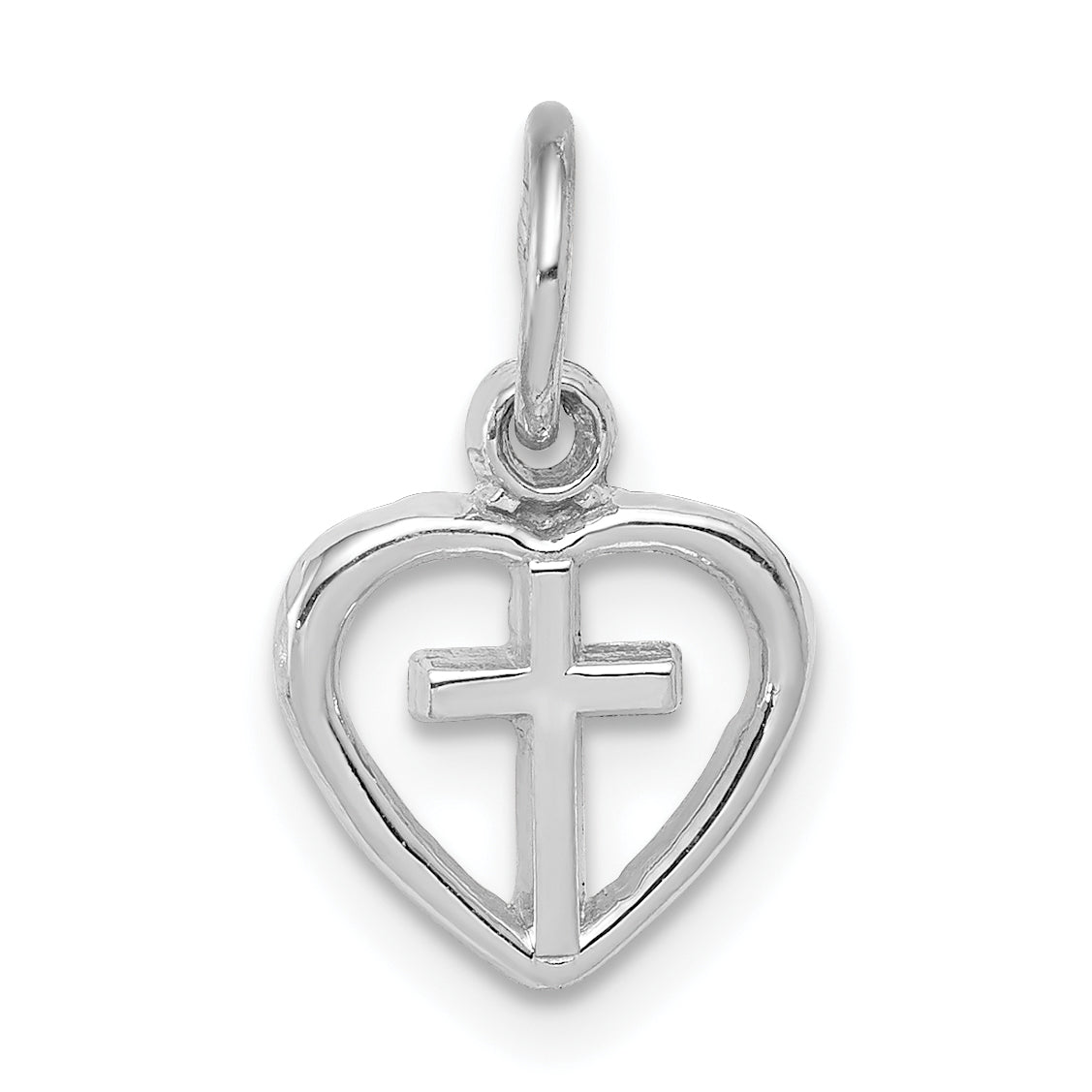 14k White Gold Cross in Heart Charm Main image