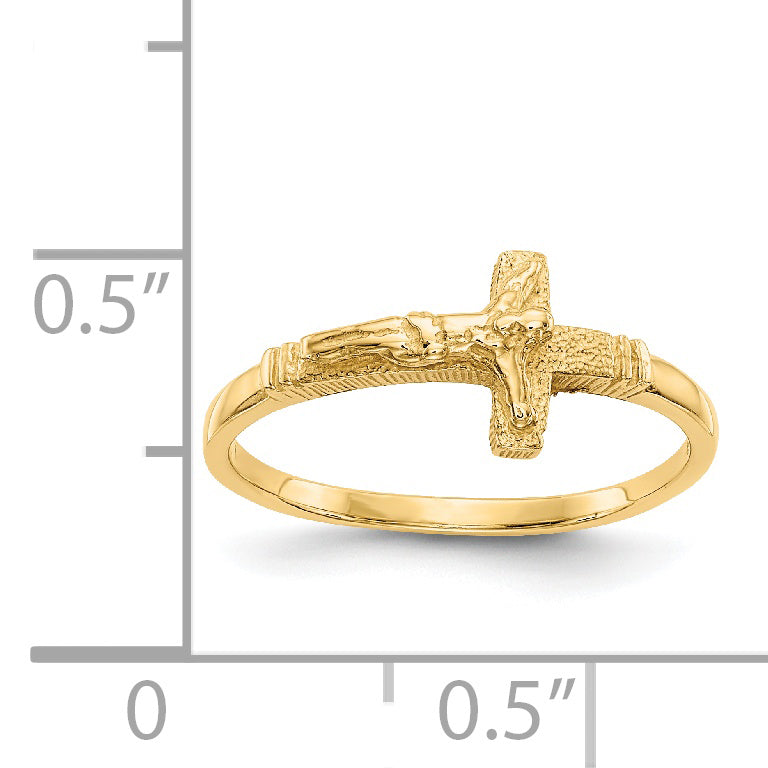 14K Satin Finish Childs Crucifix Ring