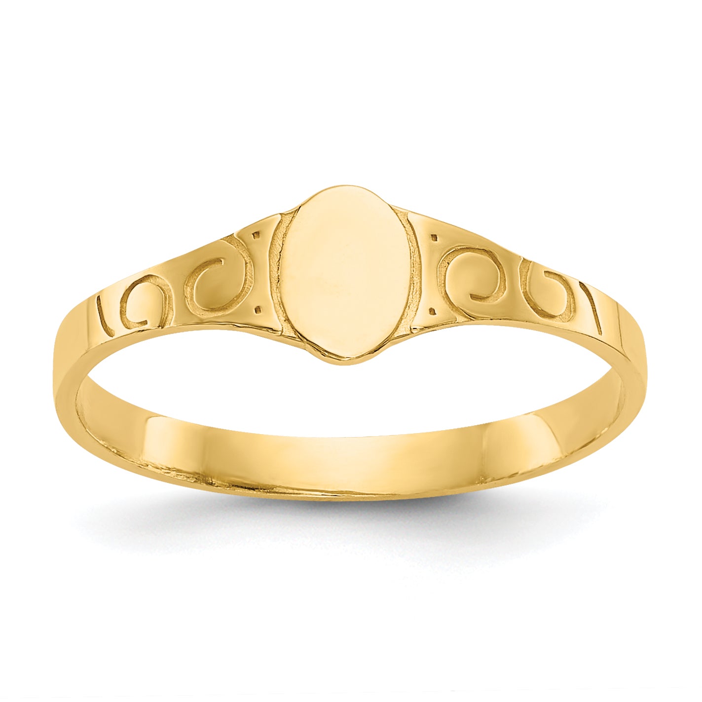 14k Polished Oval Baby Signet Ring