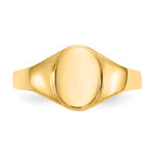 14k High Polished Oval Closed Back Baby Signet Ring