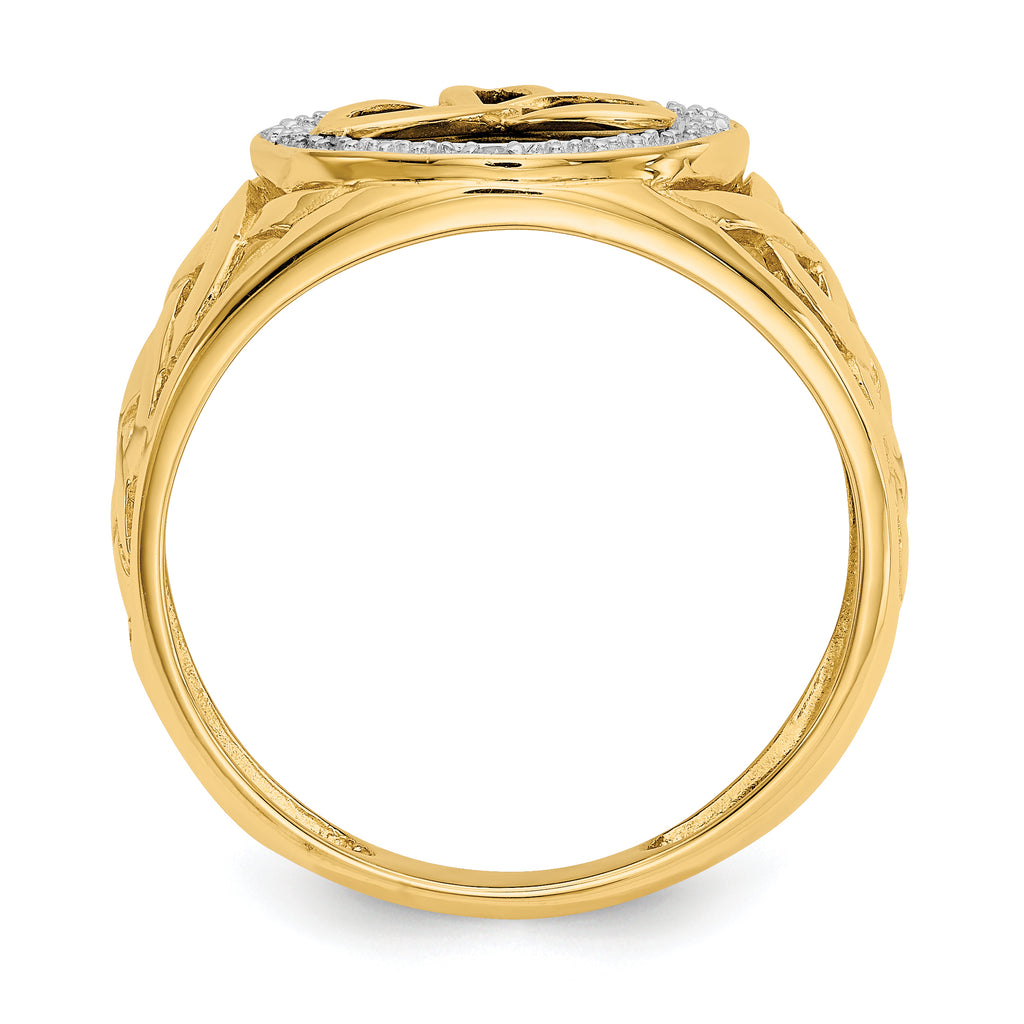 14k and Rhodium Onyx Diamond Trinity Ring