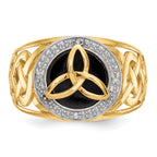 14k and Rhodium Onyx Diamond Trinity Ring