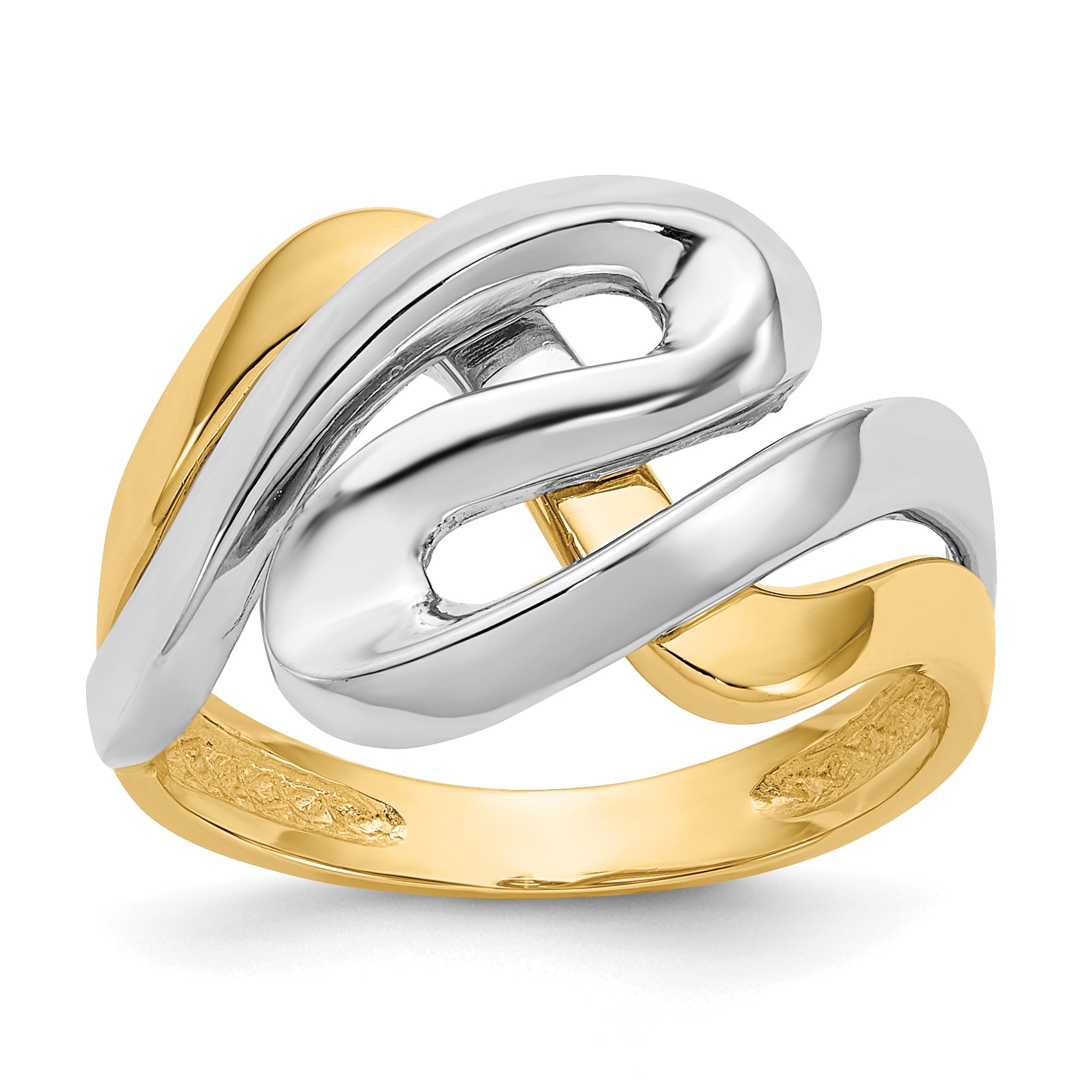 14K Two-Tone Swirl Ring Main image
