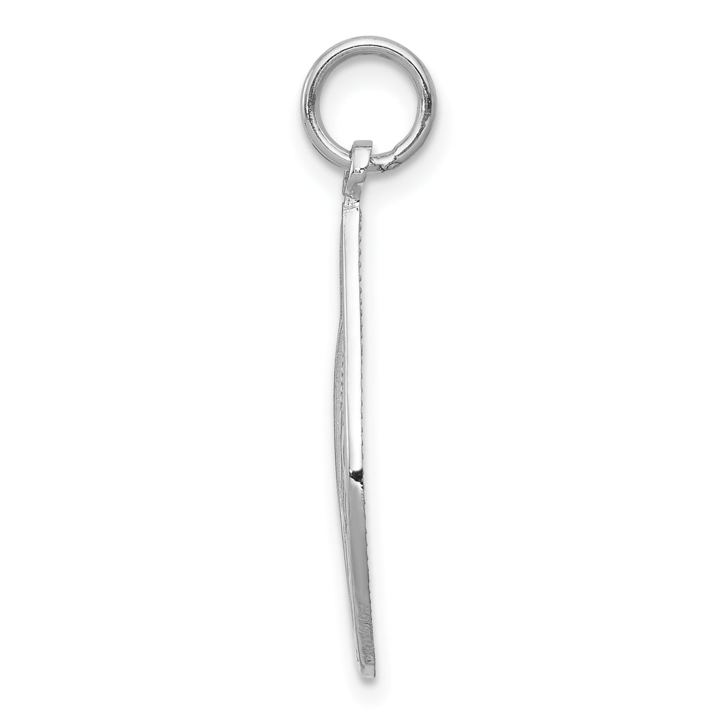 14K White Gold Mary Blessed Virgin Charm with Polished Rhodium Finish