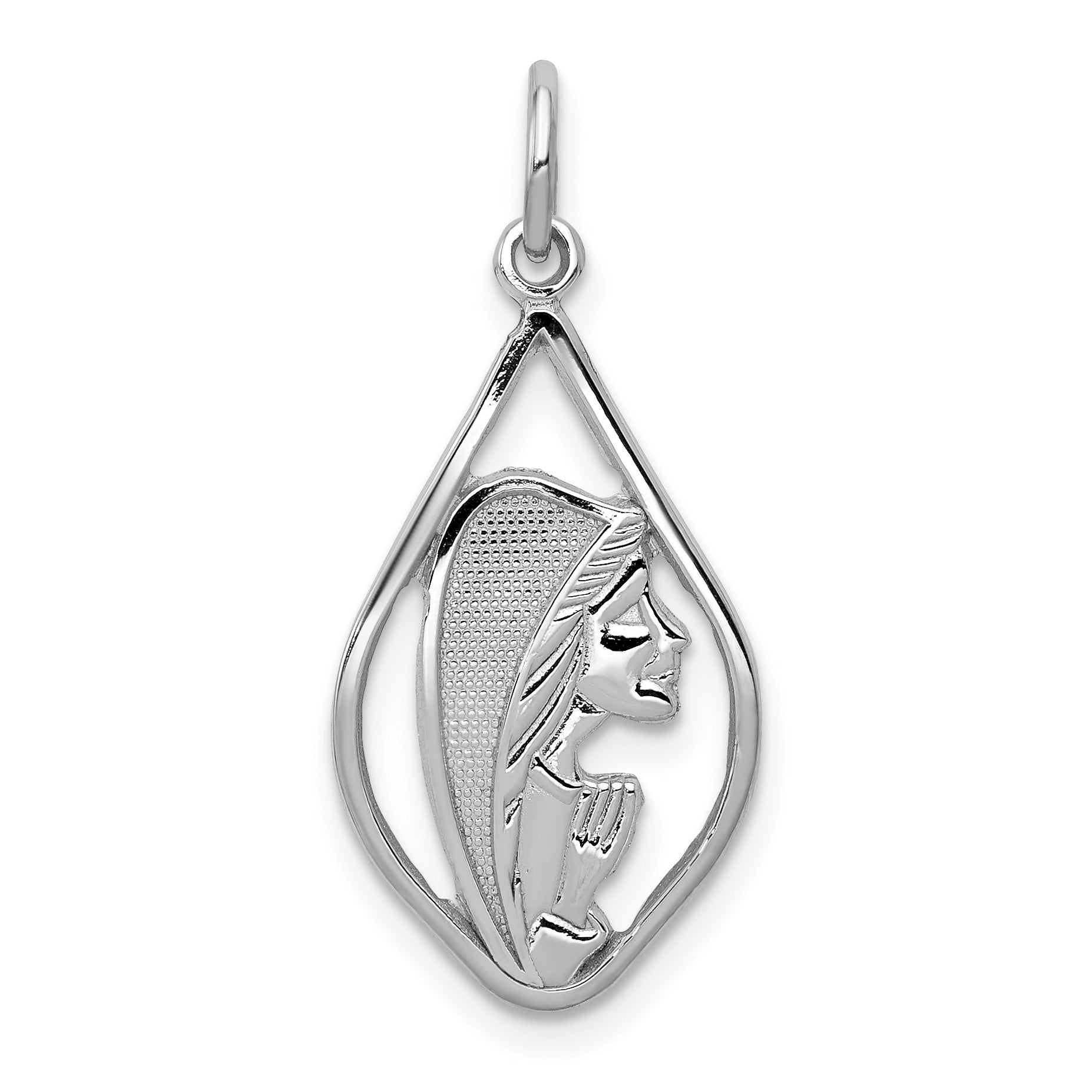 14k White Gold Mary Blessed Virgin Charm Main image