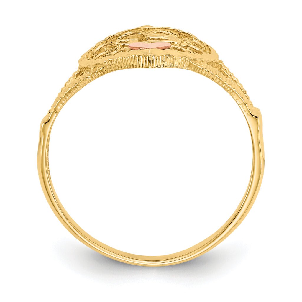 14K Two-tone Diamond Cut 15 Heart Ring