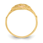 14K Two-tone Diamond Cut 15 Heart Ring