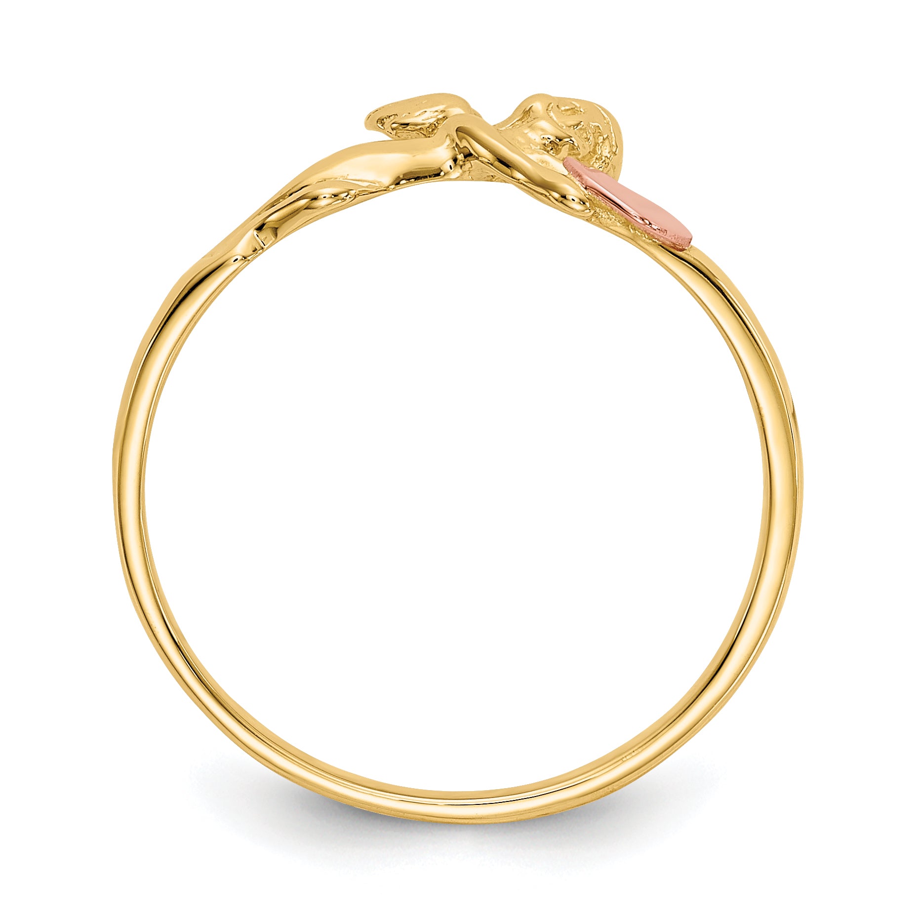 14K Two-tone Angel & Satin Heart Ring Secondary image