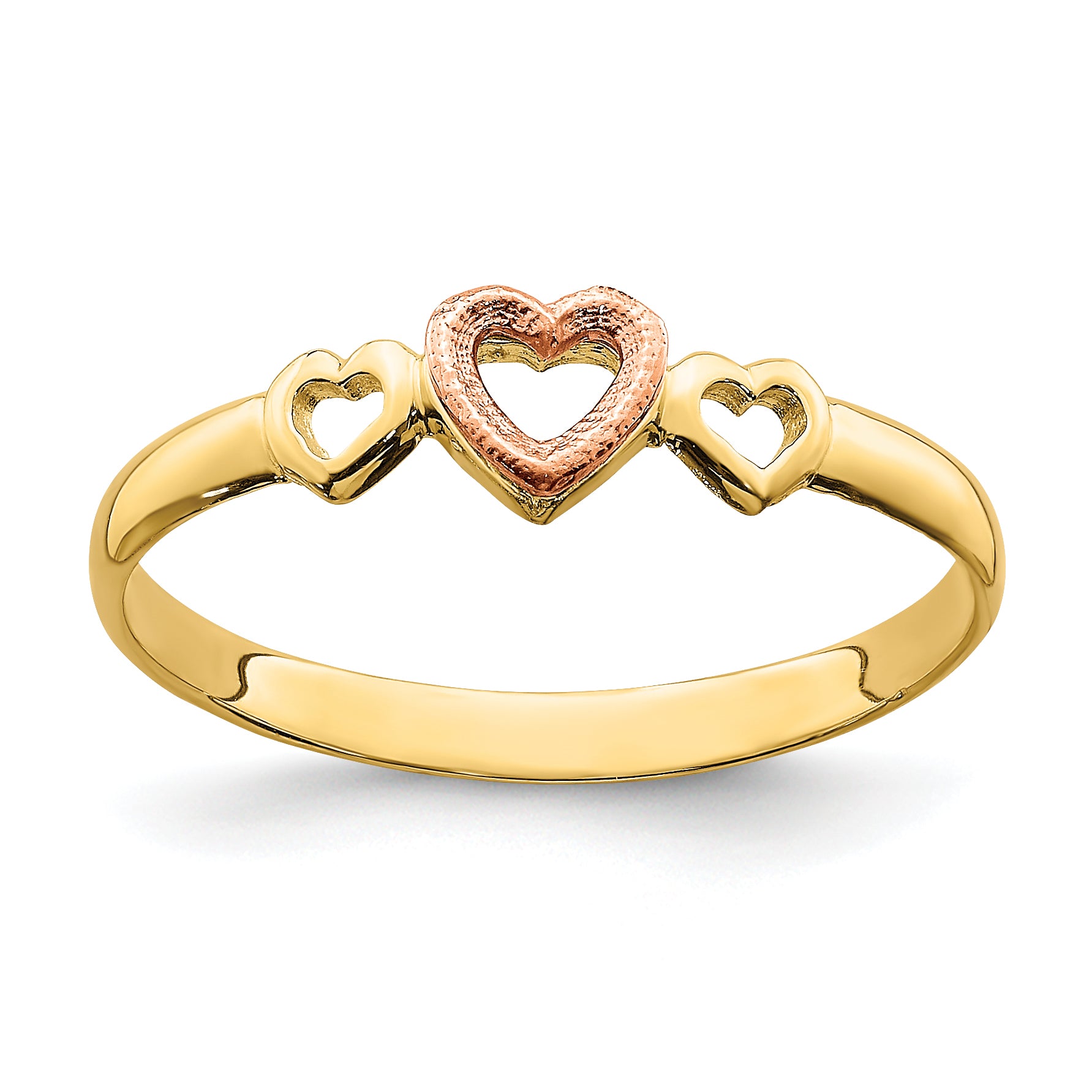 14k Rose and Yellow Gold Hearts Ring Main image