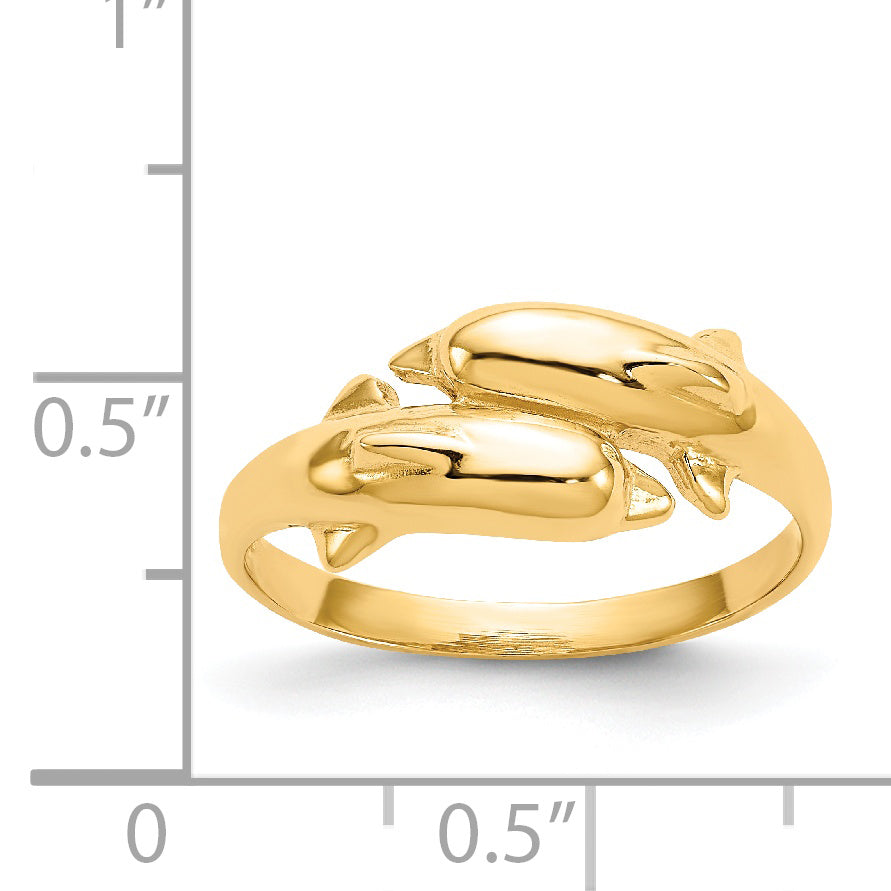 14k Double Dolphin Ring