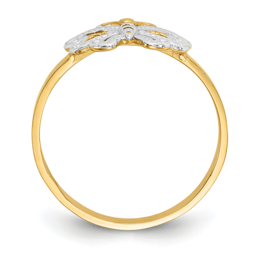 14k WithRhodium Butterfly Ring